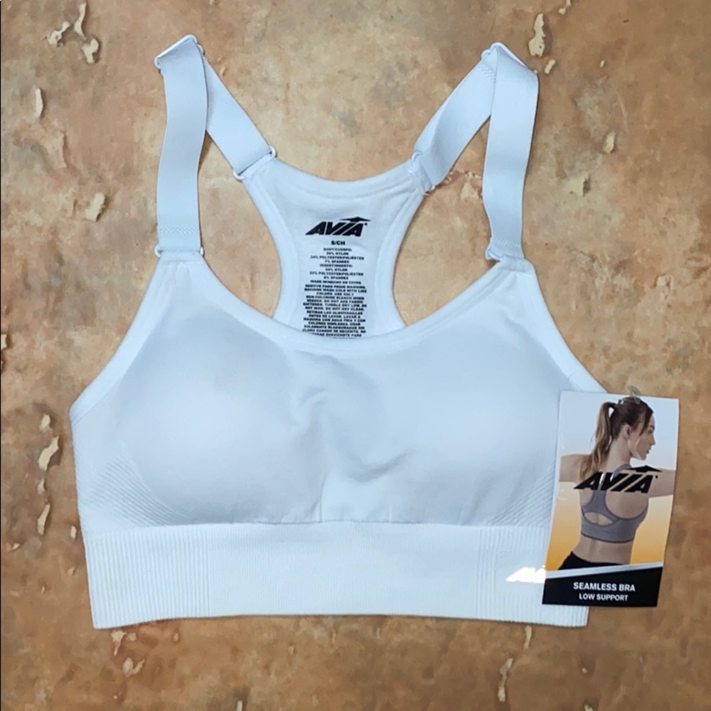 NWT AVIA white sports bra size S